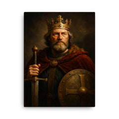 Alfred the Great regal portrait canvas print on a plain backdrop in size 18"x24".
