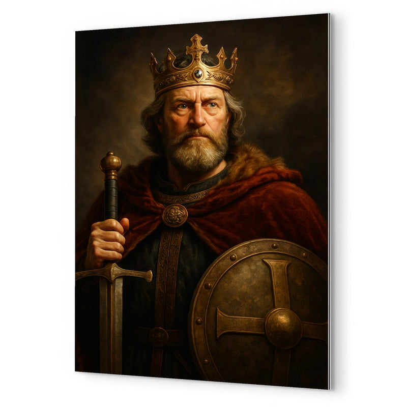 Alfred the Great regal portrait metal print mockup