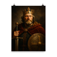 Alfred the Great regal portrait poster on a plain backdrop in size 8"x10".