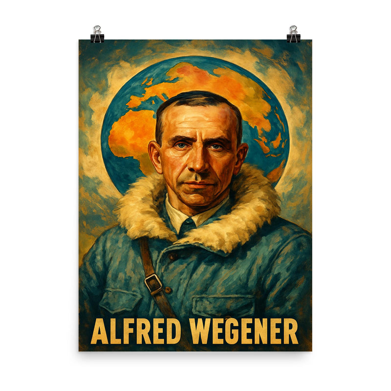 Alfred Wegener poster on a plain backdrop in size 8