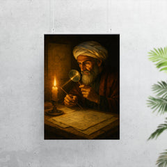 Alhazen in candlelit optics study poster 7