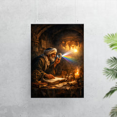 Alhazen testing light through a darkened chamber poster 7