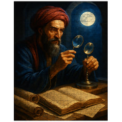 Alhazen with lenses moonlight and manuscripts jigsaw puzzle