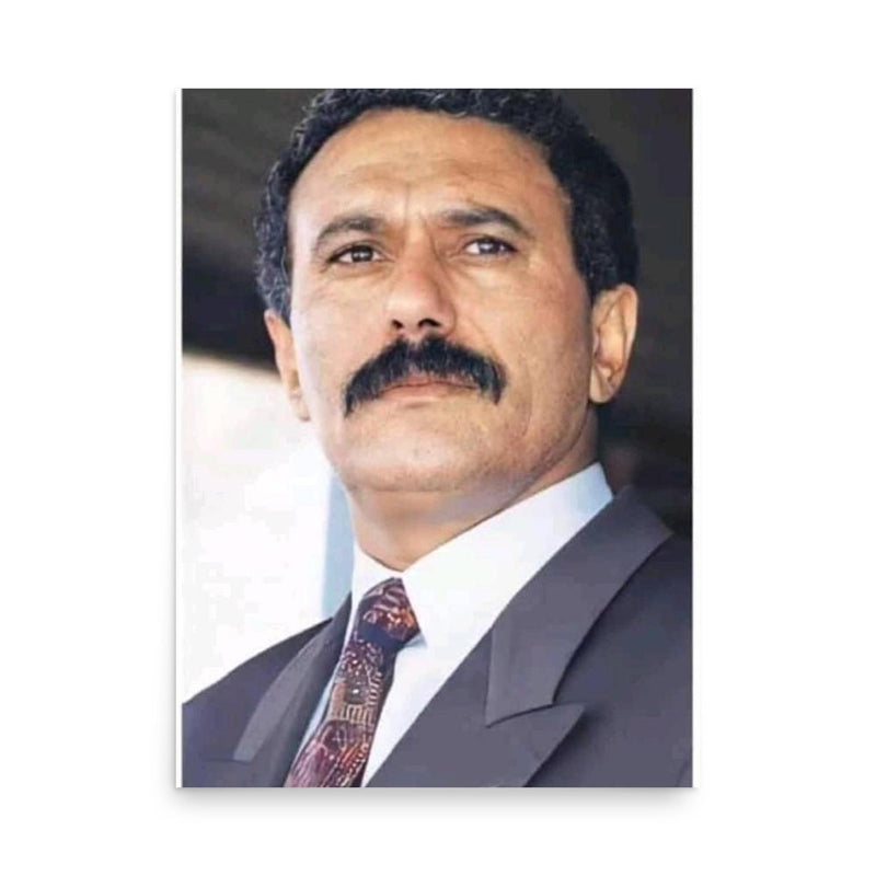 Ali Abdallah Salih poster on a plain backdrop in size 18