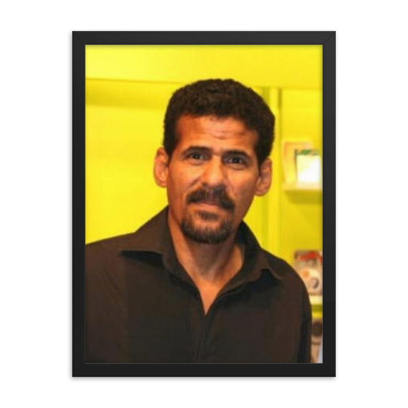 Ali Bahar framed print on a plain backdrop in size 18