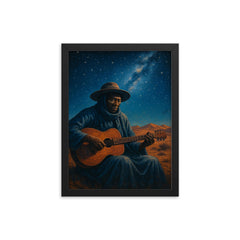Ali Farka Touré under Saharan stars framed print on a plain backdrop in size 12"x16".