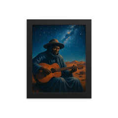 Ali Farka Touré under Saharan stars framed print on a plain backdrop in size 8"x10".