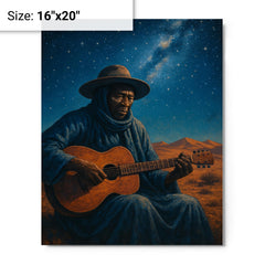 Ali Farka Touré under Saharan stars metal print on a plain backdrop in size 16"x20".