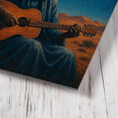 Ali Farka Touré under Saharan stars metal print mockup