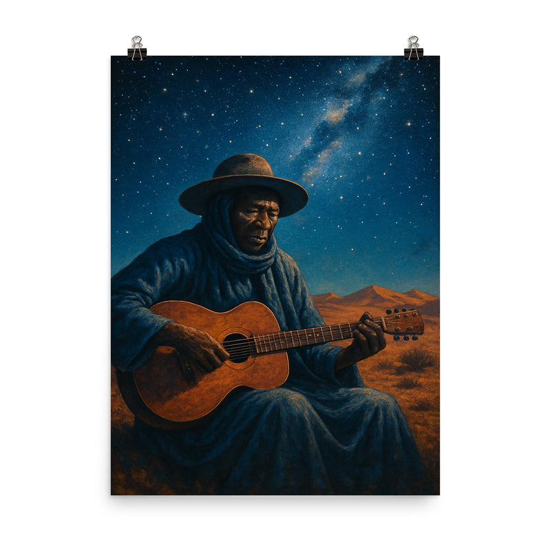 Ali Farka Touré under Saharan stars poster on a plain backdrop in size 8