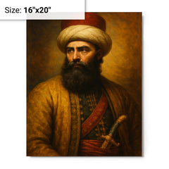 Ali Pasha metal print on a plain backdrop in size 16"x20".