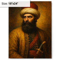 Ali Pasha metal print on a plain backdrop in size 18"x24".