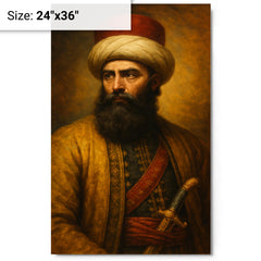 Ali Pasha metal print on a plain backdrop in size 24"x36".