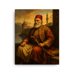 Ali Pasha of Ioannina in lakeside fortress canvas print on a plain backdrop in size 16"x20".