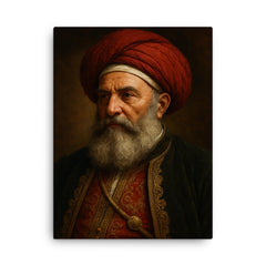 Ali Pasha portrait canvas print on a plain backdrop in size 18"x24".
