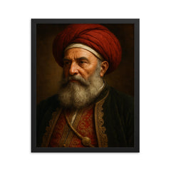 Ali Pasha portrait framed print on a plain backdrop in size 16"x20".