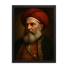 Ali Pasha portrait framed print on a plain backdrop in size 18"x24".