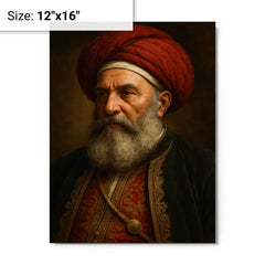 Ali Pasha portrait metal print on a plain backdrop in size 12"x16".