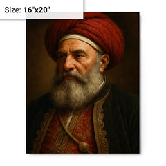 Ali Pasha portrait metal print on a plain backdrop in size 16"x20".