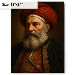 Ali Pasha portrait metal print on a plain backdrop in size 18"x24".