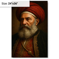 Ali Pasha portrait metal print on a plain backdrop in size 24"x36".