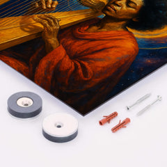 Alice Coltrane harp and astral halo metal print mockup