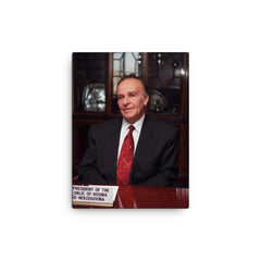 Alija Izetbegović canvas print on a plain backdrop in size 12"x16".