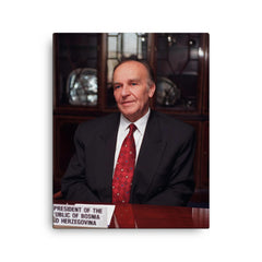 Alija Izetbegović canvas print on a plain backdrop in size 16"x20".