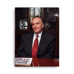 Alija Izetbegović canvas print on a plain backdrop in size 18"x24".