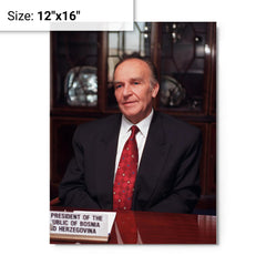 Alija Izetbegović metal print on a plain backdrop in size 12"x16".
