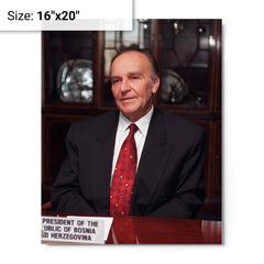 Alija Izetbegović metal print on a plain backdrop in size 16"x20".