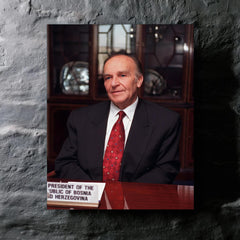 Alija Izetbegović metal print mockup