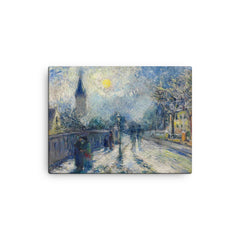 All Saints Church by Camille Pissarro, 1871 canvas print on a plain backdrop in size 12"x16".