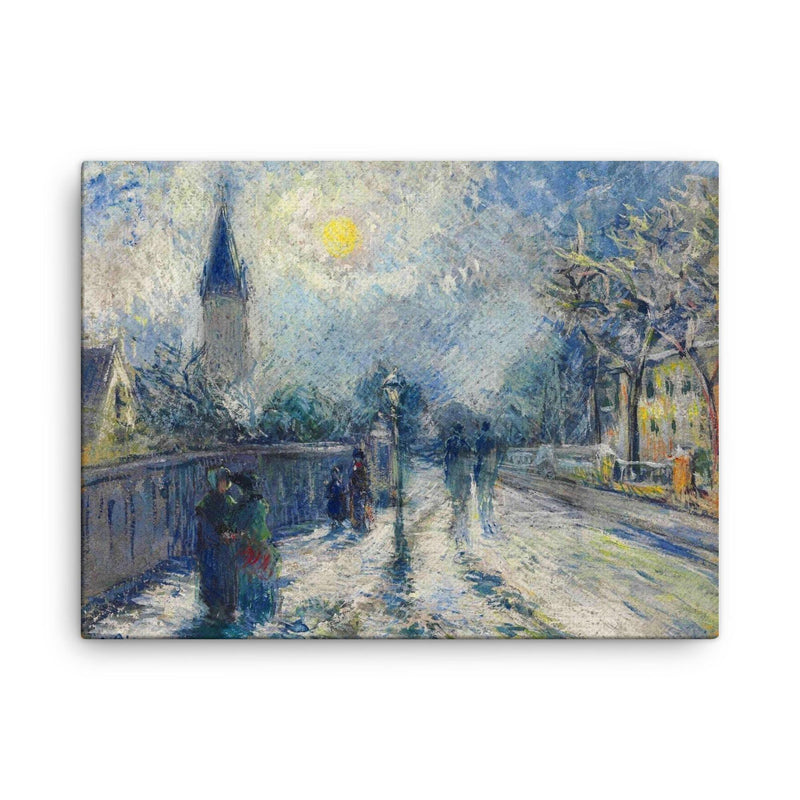 All Saints Church by Camille Pissarro, 1871 canvas print on a plain backdrop in size 18