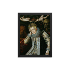 Allegorical Portrait of Elizabeth I, 1610 framed print on a plain backdrop in size 12"x16".