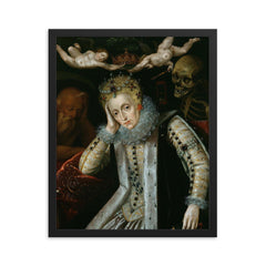 Allegorical Portrait of Elizabeth I, 1610 framed print on a plain backdrop in size 16"x20".