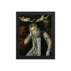 Allegorical Portrait of Elizabeth I, 1610 framed print on a plain backdrop in size 8"x10".