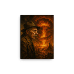 Alois Irlmaier staring into apocalyptic visions canvas print on a plain backdrop in size 12"x16".