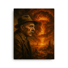 Alois Irlmaier staring into apocalyptic visions canvas print on a plain backdrop in size 16"x20".