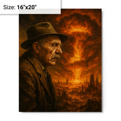 Alois Irlmaier staring into apocalyptic visions metal print on a plain backdrop in size 16"x20".