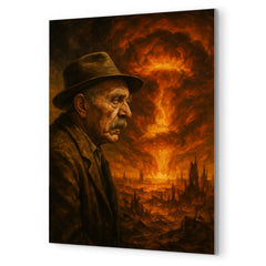 Alois Irlmaier staring into apocalyptic visions metal print mockup