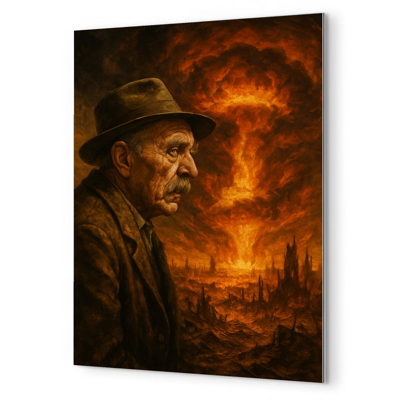 Alois Irlmaier staring into apocalyptic visions metal print mockup
