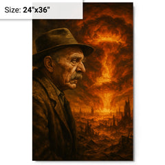 Alois Irlmaier staring into apocalyptic visions metal print on a plain backdrop in size 24"x36".