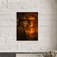Alois Irlmaier staring into apocalyptic visions metal print mockup