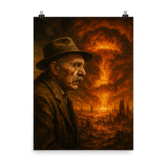 Alois Irlmaier staring into apocalyptic visions poster on a plain backdrop in size 8"x10".