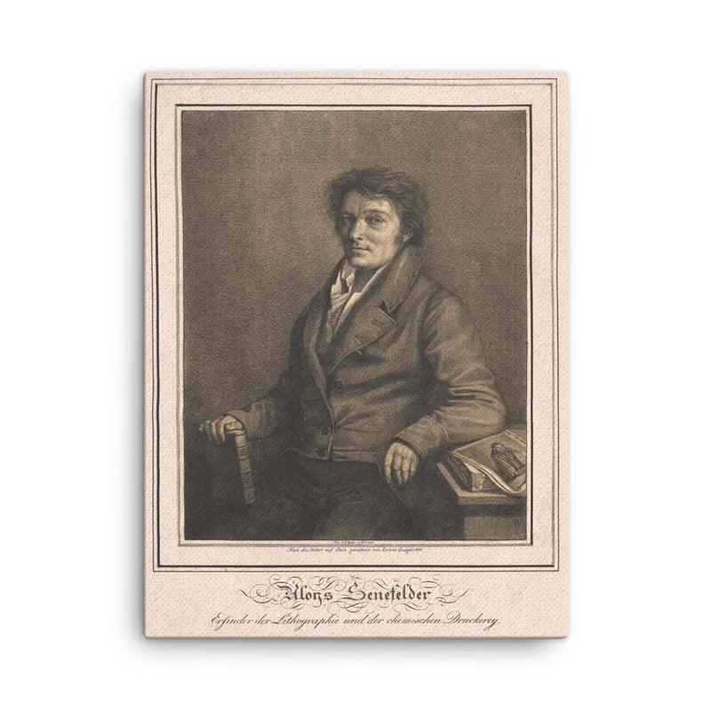 Alois Senefelder canvas print on a plain backdrop in size 18