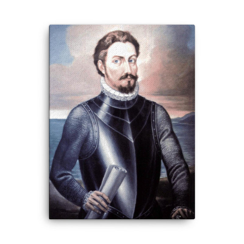 Alonso de Ojeda canvas print on a plain backdrop in size 18