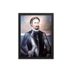 Alonso de Ojeda framed print on a plain backdrop in size 12"x16".