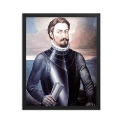 Alonso de Ojeda framed print on a plain backdrop in size 16"x20".