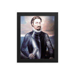 Alonso de Ojeda framed print on a plain backdrop in size 8"x10".